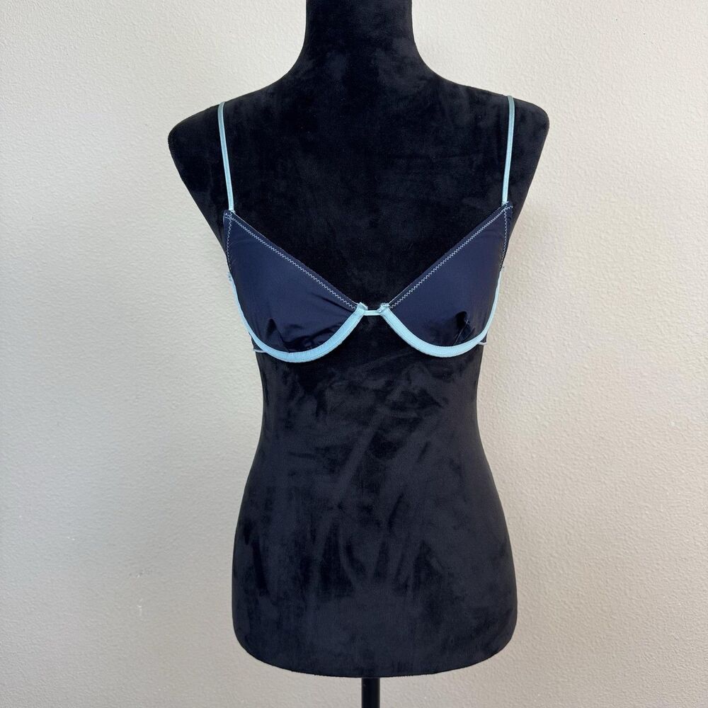 Out From Under Bra Womens 32B Navy Blue Teal Trim Sexy BeachBabe Festival Grunge